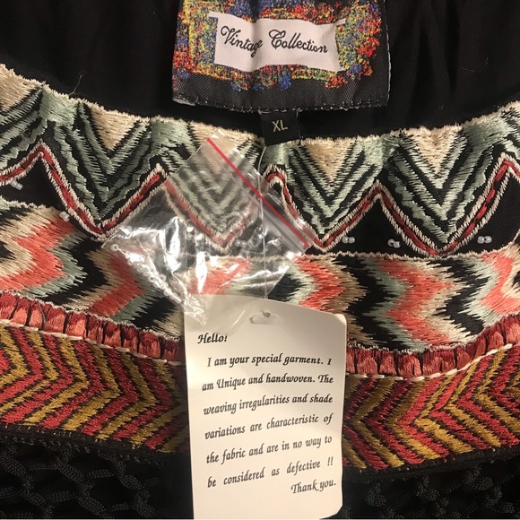 VINTAGE COLLECTION NWT Fiesta Style Hand Woven Off Shoulder Tassels & Beads XL - Picture 5 of 6